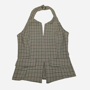 Forever Moda International Y2K Halter Top Plaid Office Siren